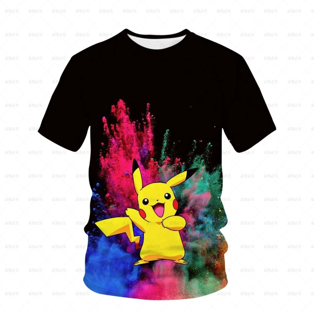 3D Pikachu T-shirt for children cute cartoon short sleeved for boys and girls casual Stitch summer Big eared dog T Shirt