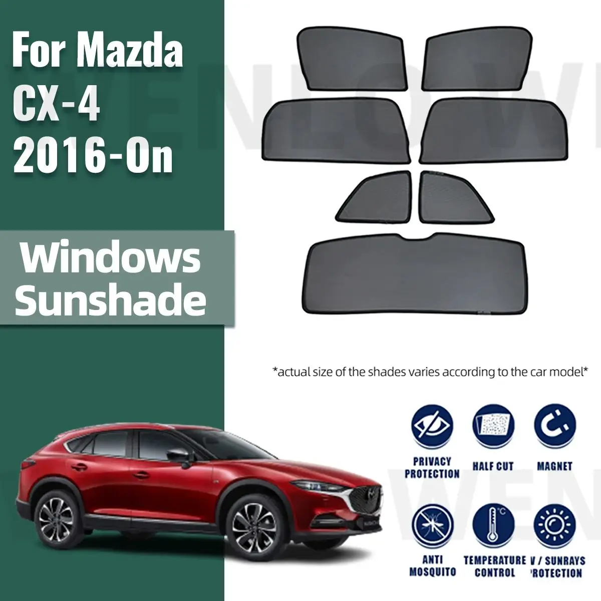 

For Mazda CX-4 CX4 2016-2023 2024 Magnetic Car Sunshade Visor Front Windshield Curtain Rear Side Baby Window Sun Shade Shield