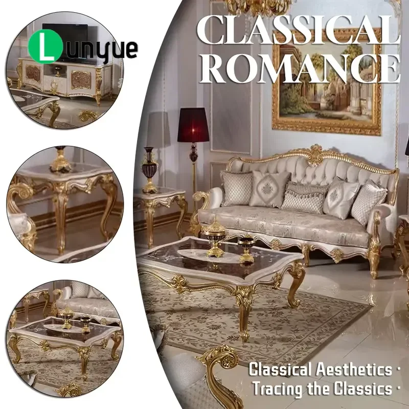 European Classic Antique Fabric Sofa Luxury Villa Living Room Furniture Elegant Design Comfortable Seating for Home Decor