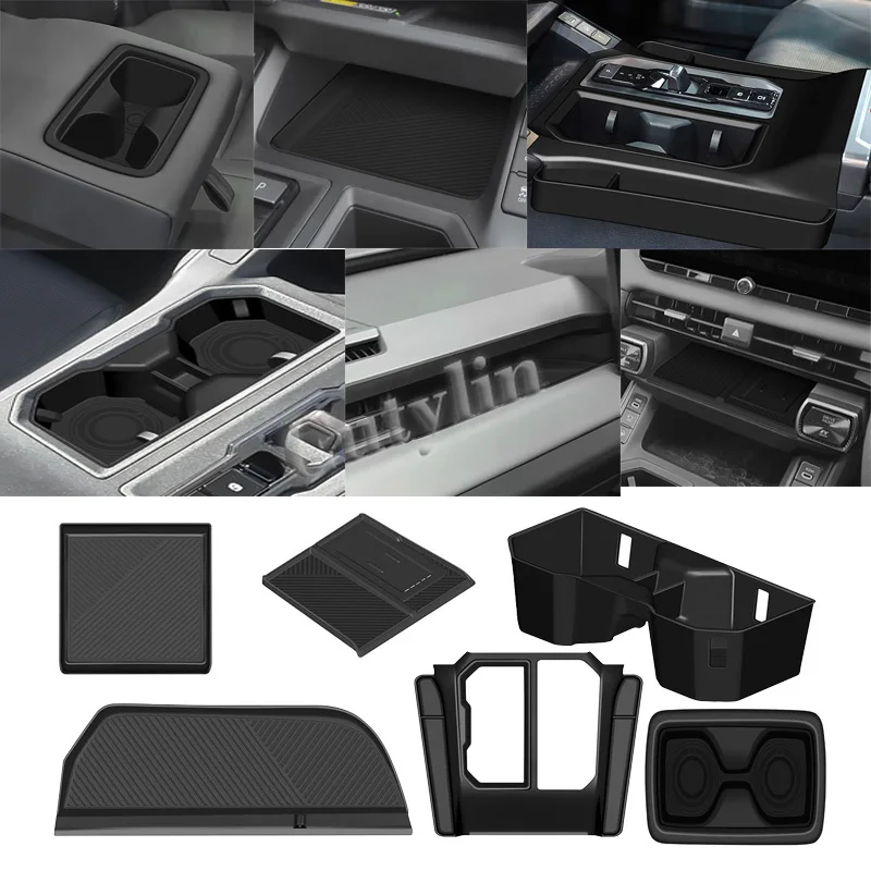 L/RHD لـ Toyato Rav4 RAV 4 2026 2027 سيليكون المطاط والعتاد التحول تخزين لوحة حامل كوب الماء وسادة ملحقات الشحن اللاسلكي