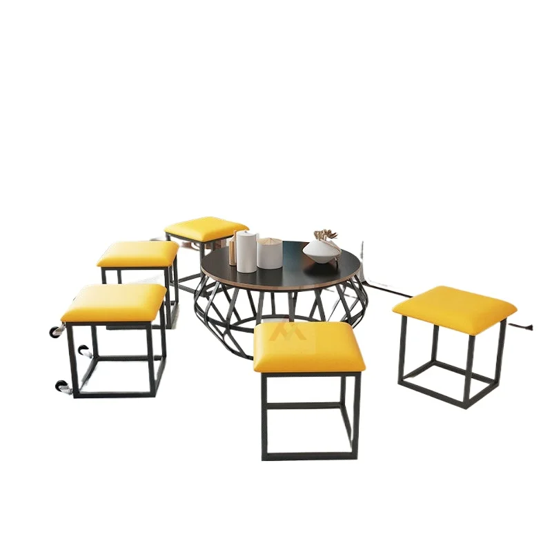 Multifunctional Modular Storage Ottoman for Home Living Room Sofa Decor Cube Stool Set 5 in 1 Foldable Small Footrest Bench