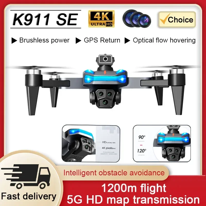 

New K911 SE Drone FPV Drone 4K Professional ESC Triple Camera 5G Brushless RC Foldable Quadcopter Drone Obstacle Avoidance Toy