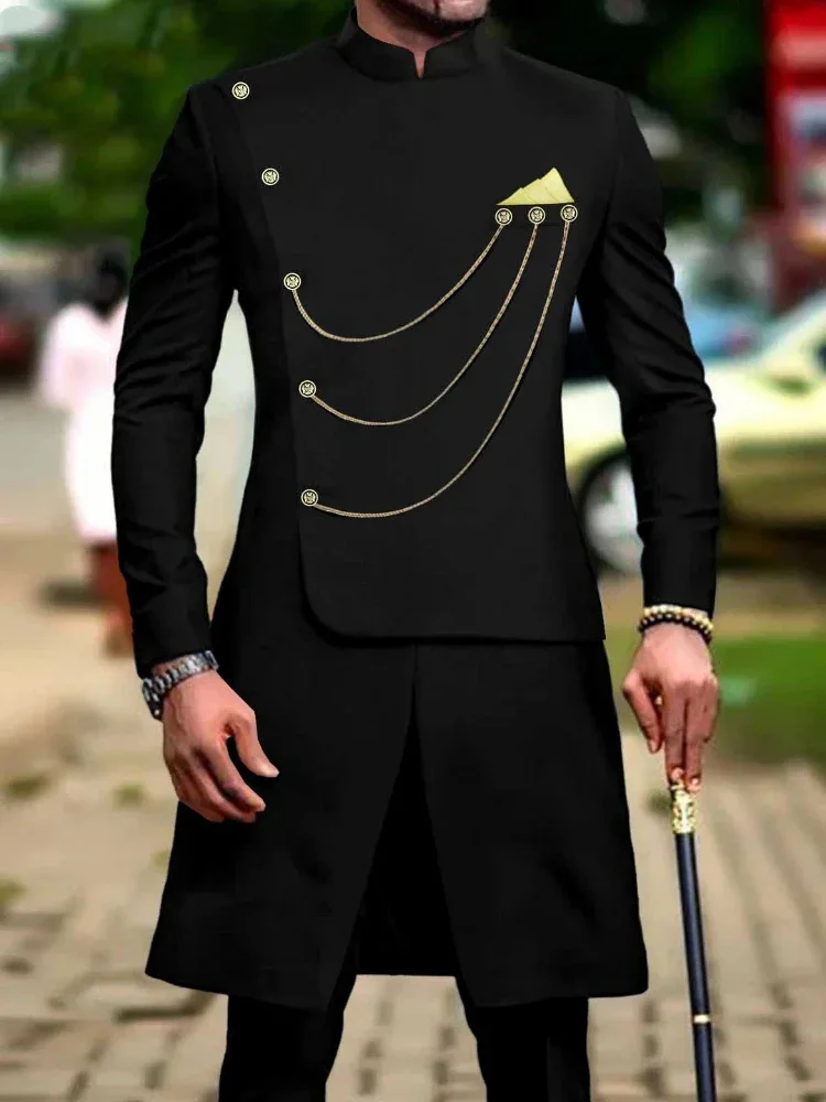 2025 nova moda casual venda quente impresso terno masculino fino conjunto de duas peças trajes elegante para hombres terno masculino completo