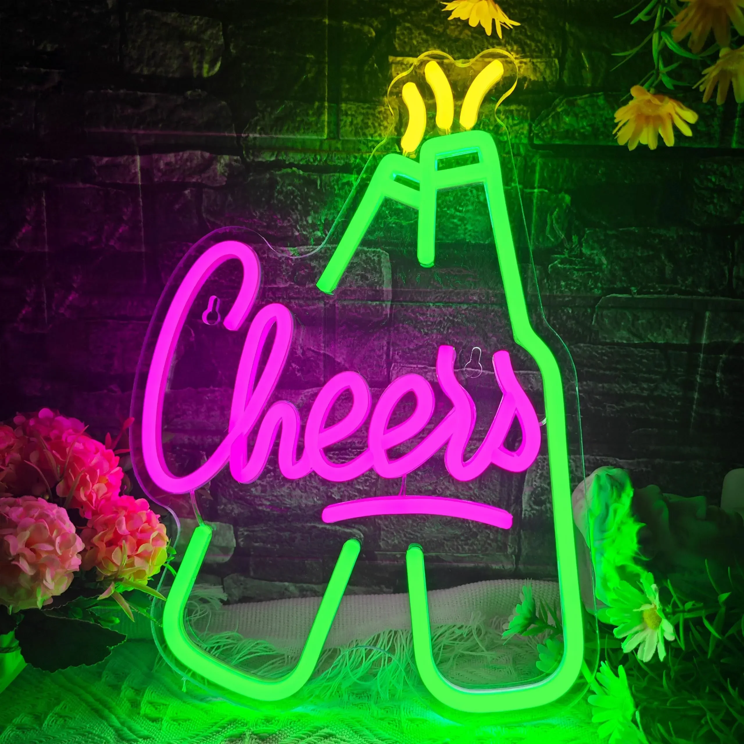 乾杯ビール瓶ネオンサイン-バー、家庭、ナイトクラブ用-usb調光ledネオンライト-パブ、パーティー、集まりの雰囲気作り、壁飾り用