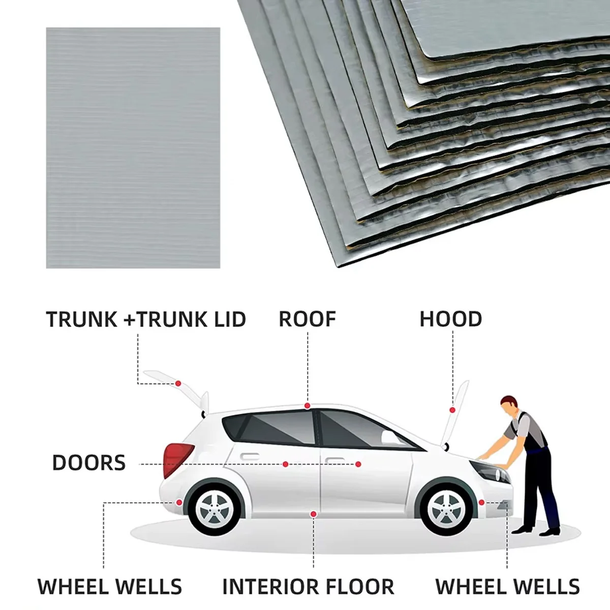 10/20pc Car Hood Insulation Cotton 5mm Insulation Pad Self-Adhesive Car Insulation Sound Insulation Shock Absorber Pad