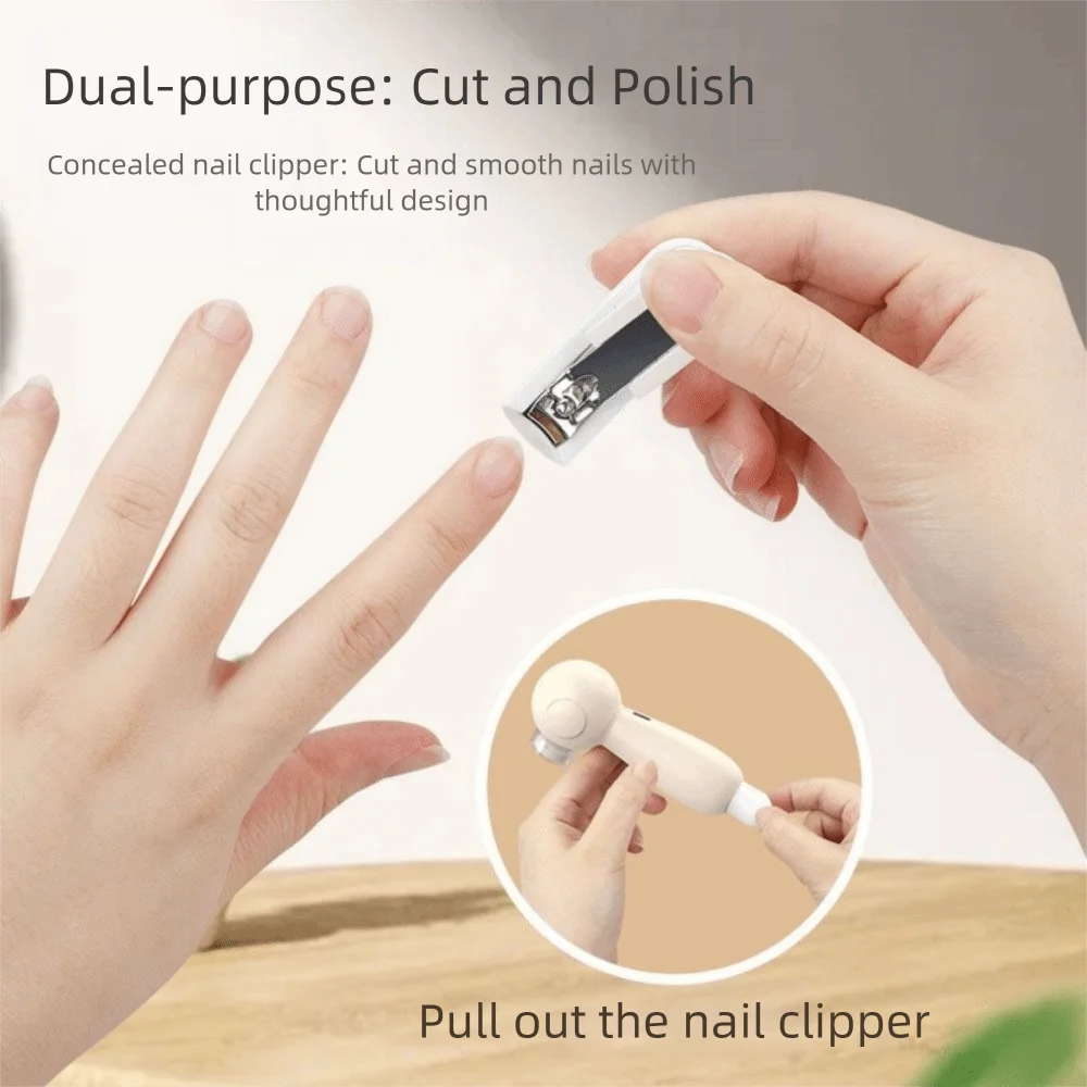 

Plastic Electric Baby Nail Trimmers 6 in 1 Rechargeable Baby Nail Polisher Low Noise Anti-clamping Baby Nail File Clipper
