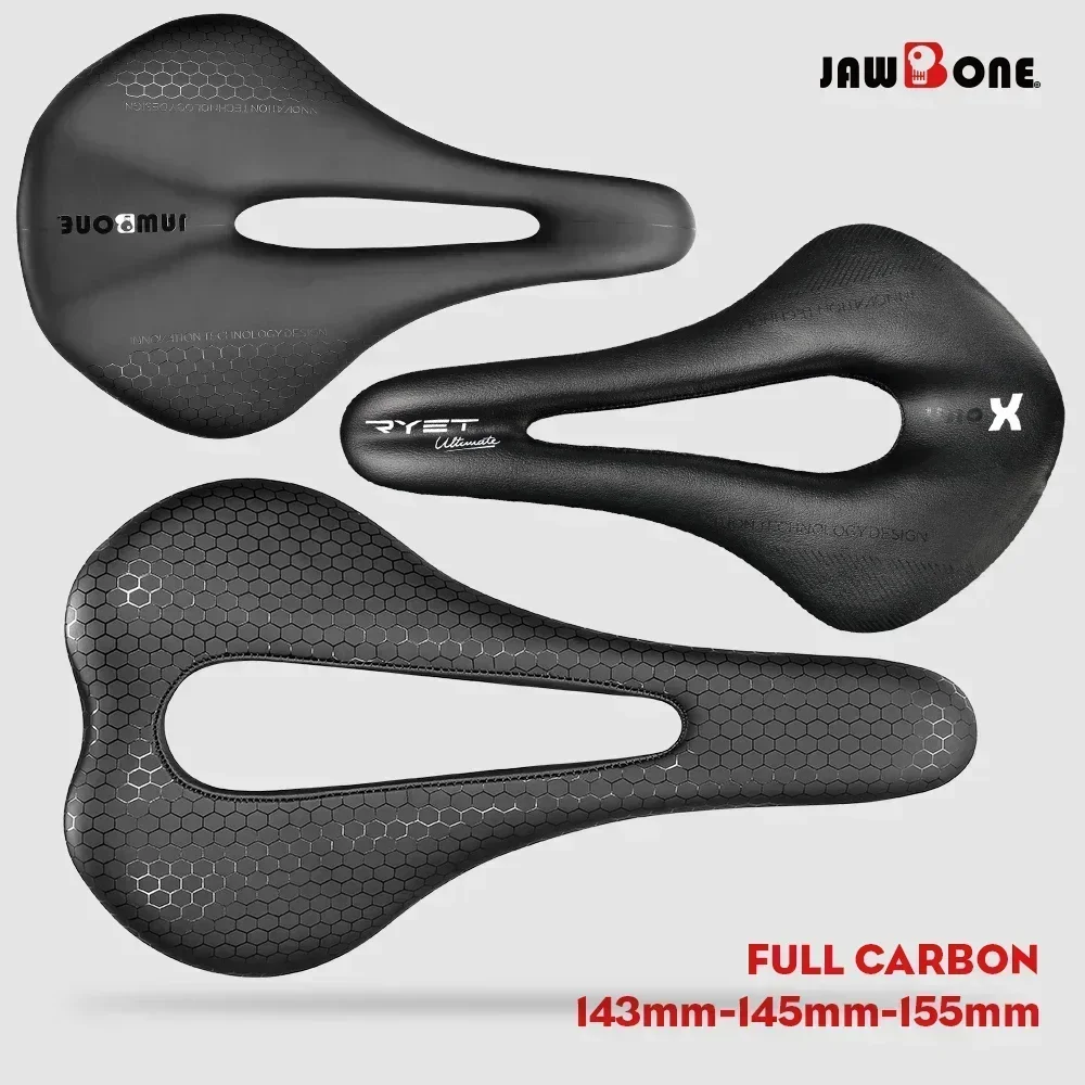 

RYET Bike Saddle 5D 6D 7D Ultralight Leather Road Mountain Full Carbon Bicycle Seat Cushion 143mm 145mm 155mm MTB Cycling Parts