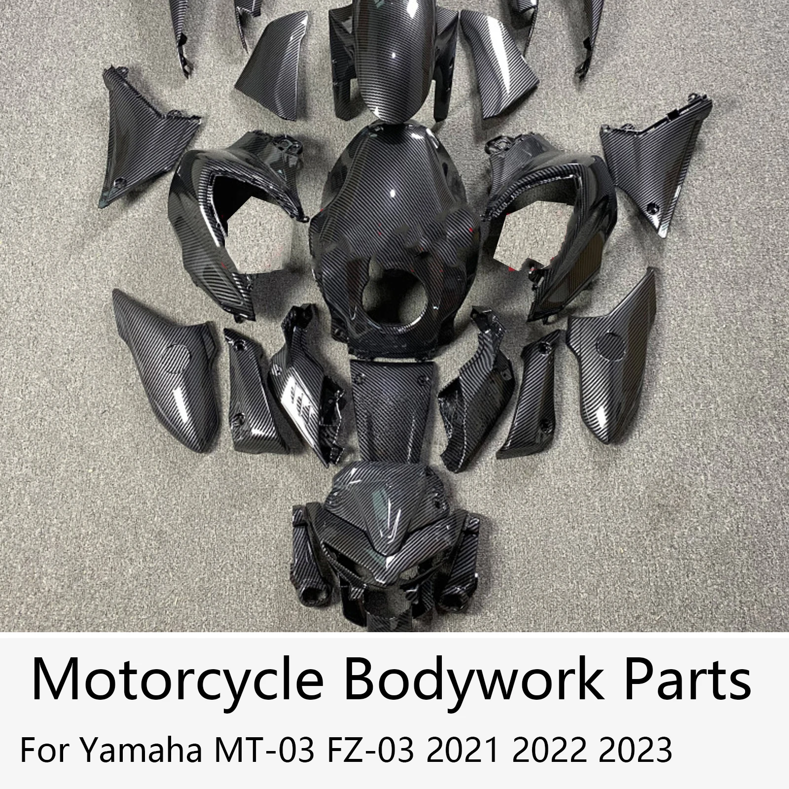 

Motorcycle Bodywork Parts For Yamaha MT-03 FZ-03 2021 2022 2023 Complete Fairing Kit ABS Plastic Carbon Fiber Look