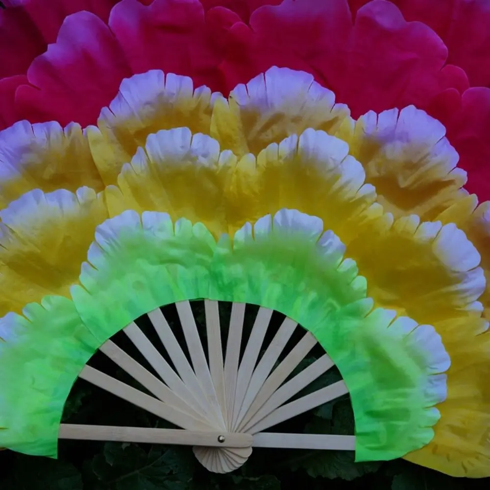 New 90cm Half-folded Dance Fan Adult 5 Layers Double-sided Peony Petal Hand Fan 9 Colors Club Performance Props