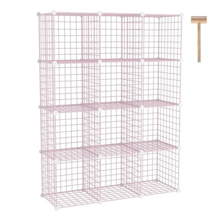 

Металлический модульный стеллаж-органайзер Wire Cube Storage 12 - 12-секционный органайзер с металлическими сетчатыми ячейками, модульные полки, идеально подходит для дома, офиса, гостиной, 36