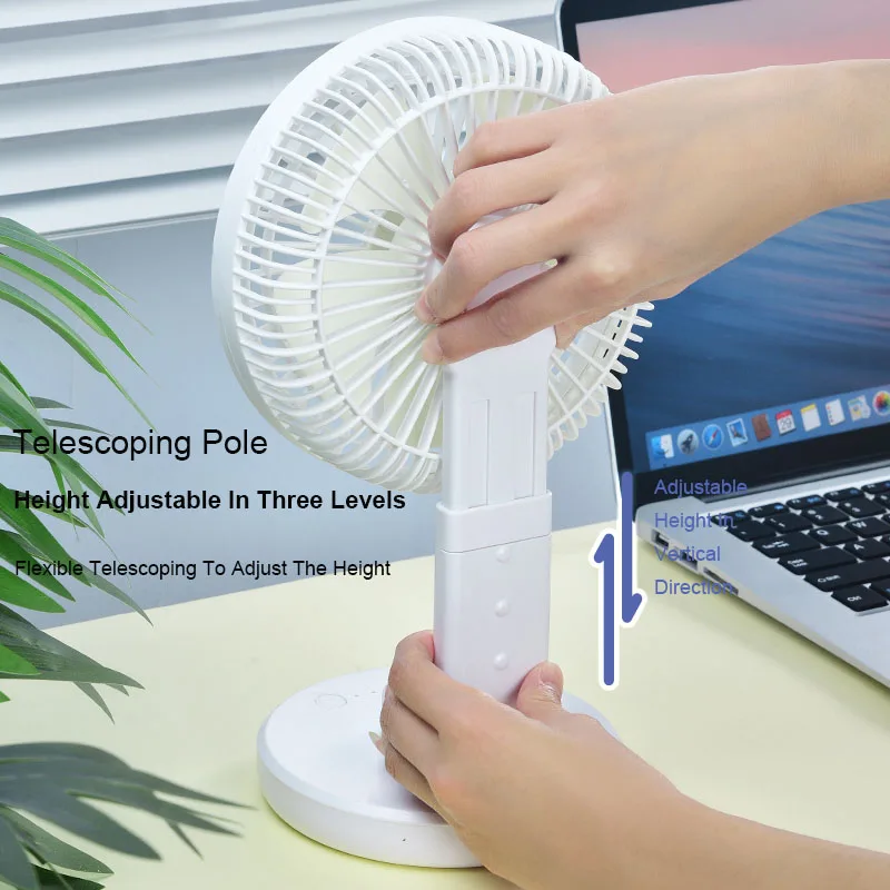 Desktop Small Fan 1800mAh USB Charging Wall Mounted Fan Telescopic Ventilation Fan Portable Air Circulator 3-speed Wind for Home