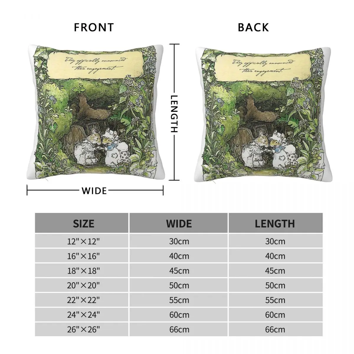 Brambly Hedge Poppy Dusty Get Engaged Square Pillowcase Polyester Linen Velvet Pattern Zip Throw Pillow Home Cushion Cover 45x45