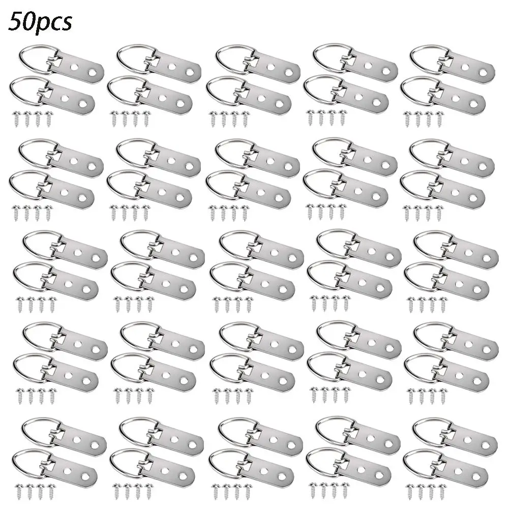 10/50PCS D-ring  Picture Hangers Kit With Screws Frames Hanger Hooks 2/3 Hole Double Hole Buckle Heavy Duty