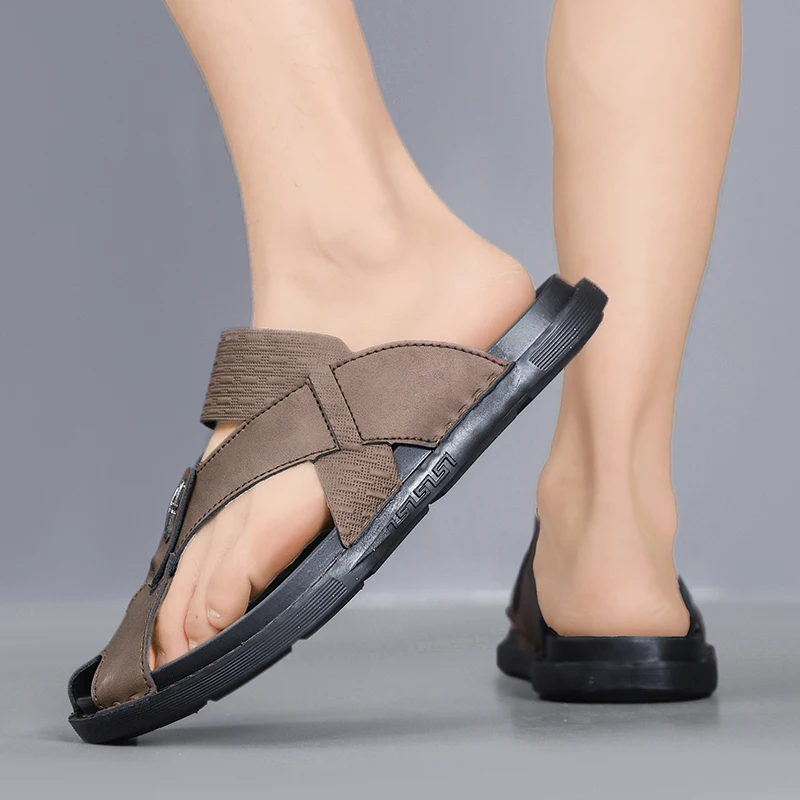 Men's Summer Outdoor Anti-Slip Soft-Soled Beach Coconut Slippers for Sports Casual Slip-On Shoes