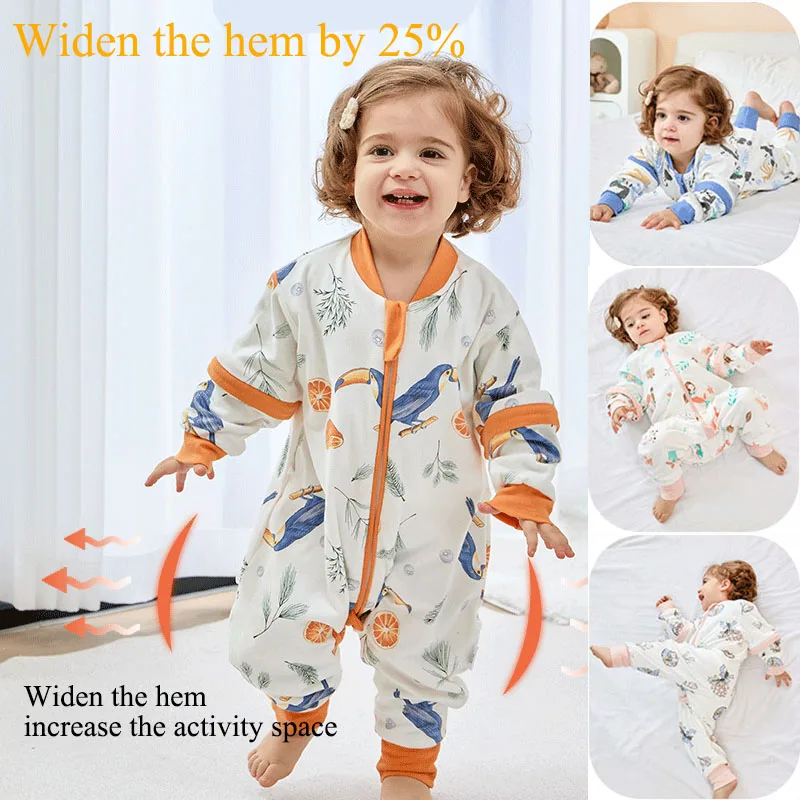 

Baby Cotton Split-legged Sleeping Bag Two-Way Zipper Warm Rompers Foot Wrap Design Jumpsuit Sleep Sack Boy Girl 80-130cm