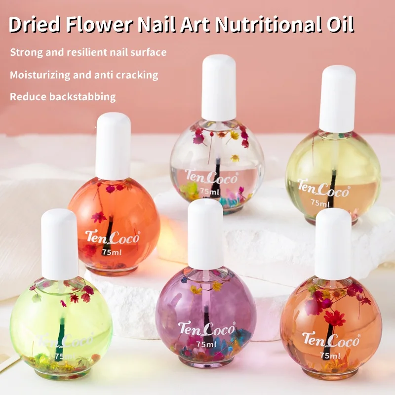 Óleo de cutícula natural puro para unhas, óleo alimentar, alimento para unhas, condicionamento essencial, flor seca, fragrância, 75ml