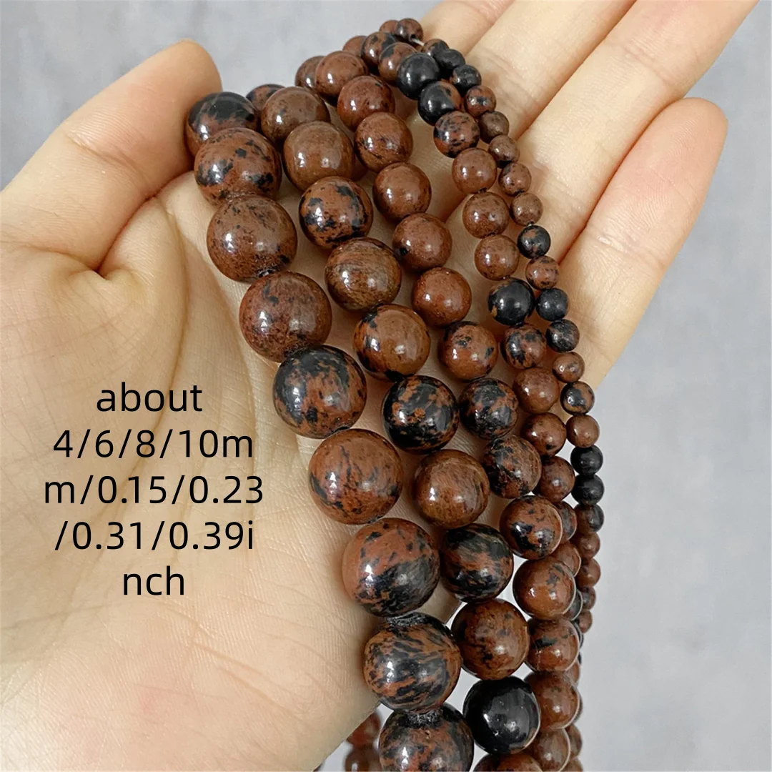 4/6/8/10mmm Mahogany Obsidian Beads, Natural Round Semi Precious Stone Smooth Mahogany Obsidian Beads, for making DIY jewelry