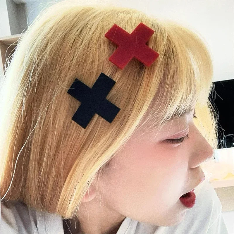 1/6pcs Red Black Cross Hair Clips Hinamori Amu Hair Clip Anime Shugo Chara Cosplay Headwear Hairpin Cosplay Accessories Props