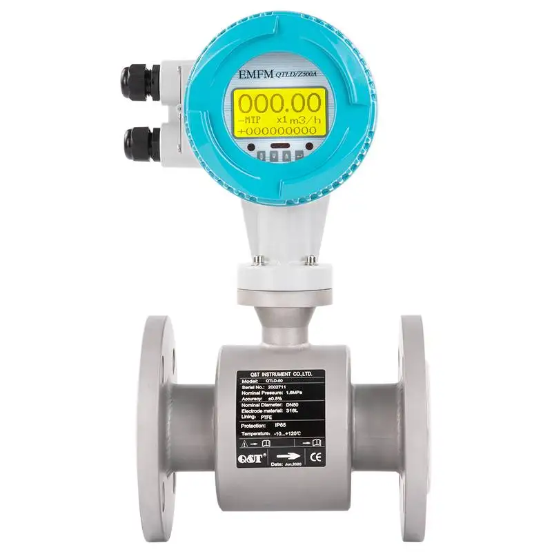 

Customizable DN50 Stainless Steel Inline Electromagnetic Water Flow Meters 4-20mA HART Loop Power Acid Fluids Batch Control