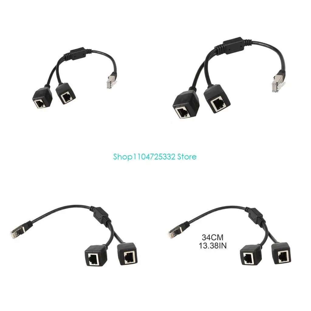 

P5EA RJ45 1 Male to 2 Female Socket Port LAN Ethernet Splitter Adapter Cable 0.25m for Computer Router Equipment