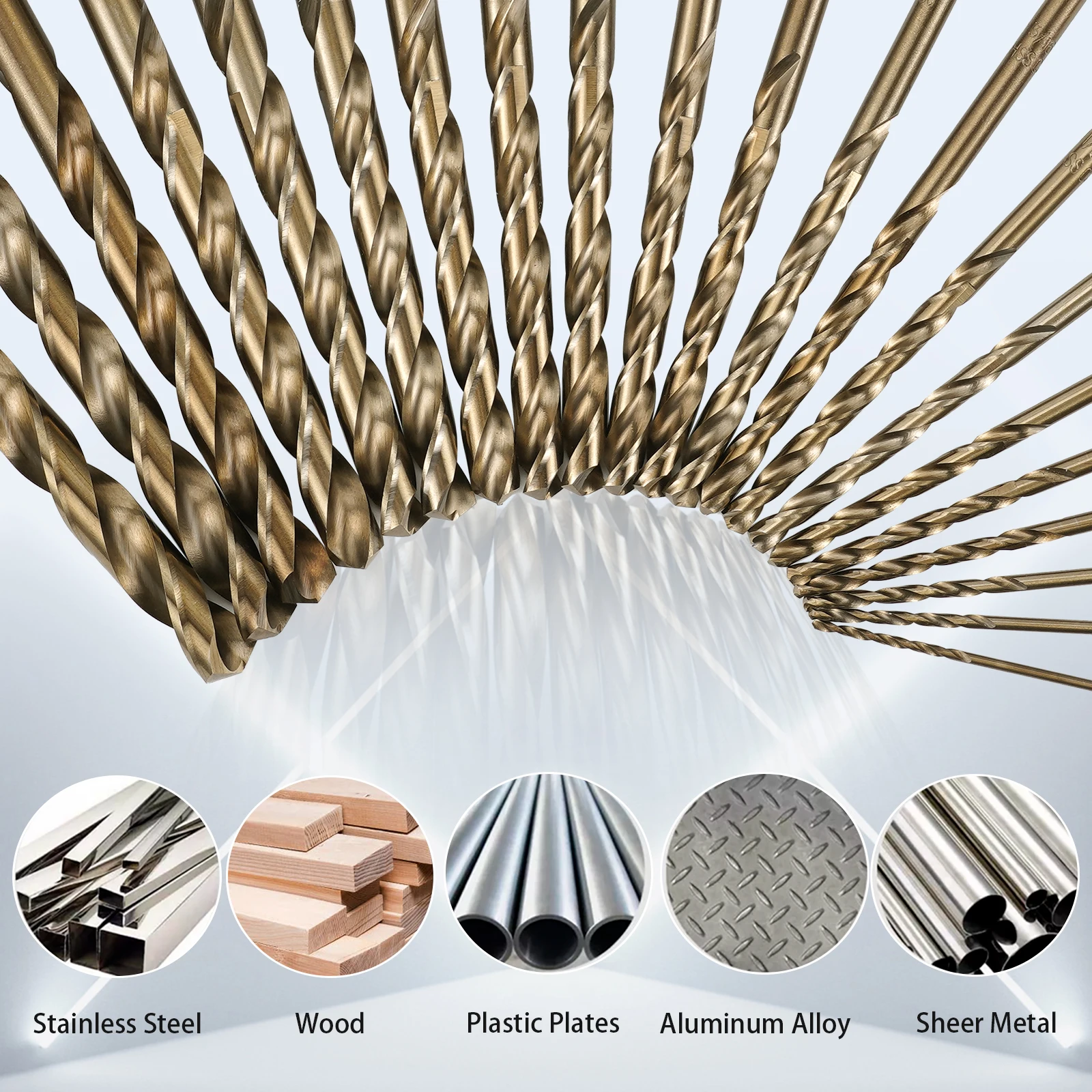 Juego de brocas de cobalto de 21 piezas, 1/16-3/8 pulgadas, M35 HSS Twist Jobber de longitud para Metal endurecido, acero inoxidable, hierro fundido y madera