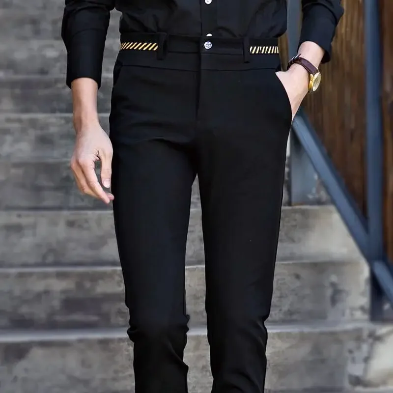 Slim Fit Stretch Dress Pants for Men Non-Ironing Office Pants Spring and Summer Thin Wedding Business Suit Trousers Black Blue