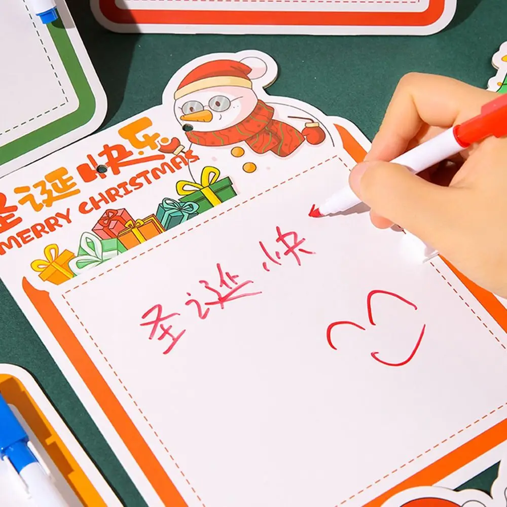 3/5/10pcs Creative Christmas Erasable Whiteboard Cartoon Animal Shape with Erasing Pen Erasable Drawing Board with Rope