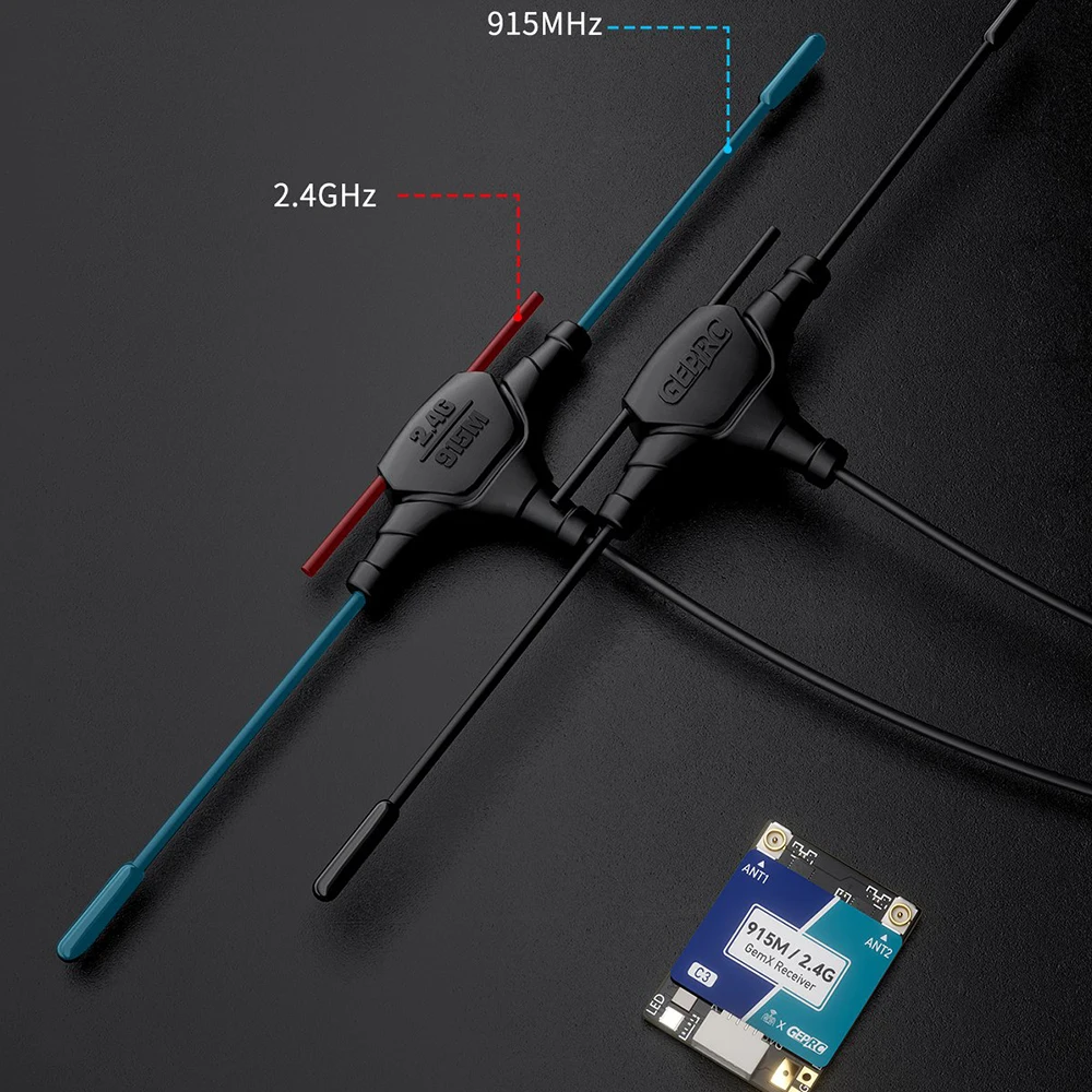 

GEPRC ELRS 915M/2.4G C3 Gemini Xrossband Receiver LR1121 Chip 1000Hz Refresh Rate TCXO Dual-Band for FPV Drone
