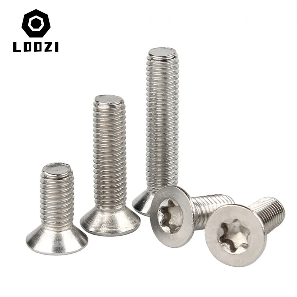 5/10/50 Stück M1,4 M1,6 M2 M2,5 M3 M4 M5 M6 M8 304 A2-70 304 Edelstahl GB2673 Sechs Lappen Torx Flachsenkkopfschraube Bolzen – Detail 3