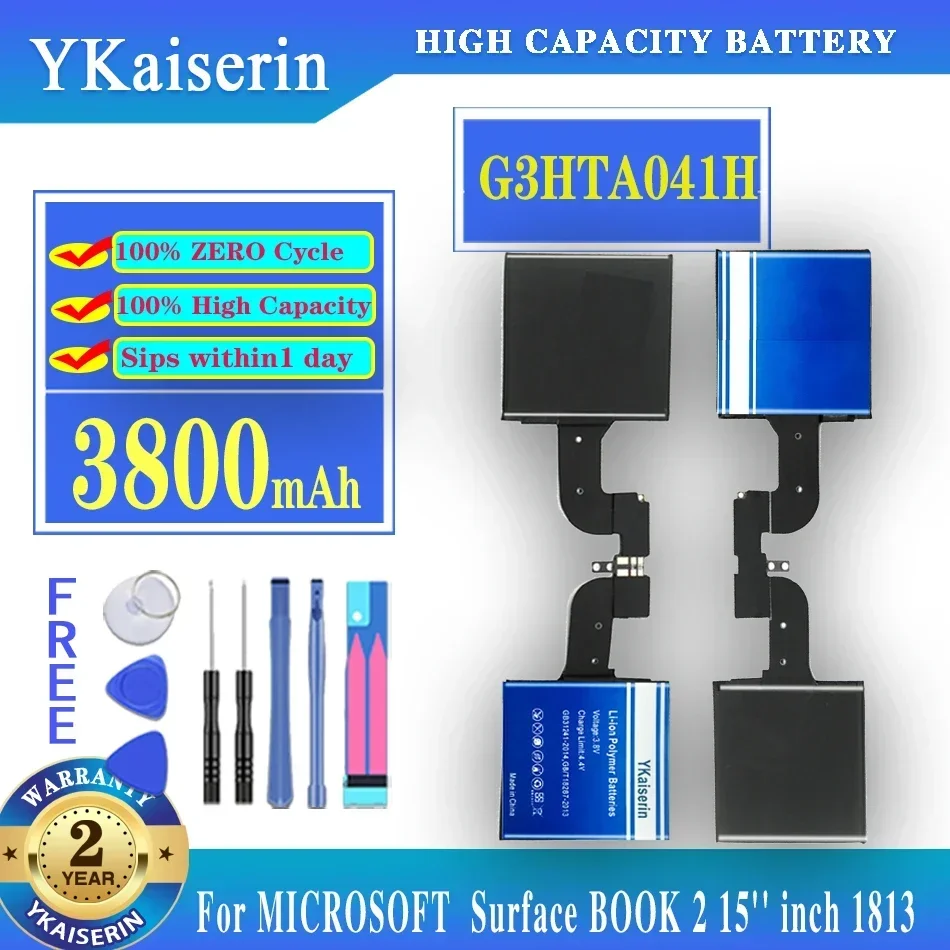 

YKaiserin Replacement Battery G3HTA041H For Microsoft Surface Book 2 Book2 1813 15'' Inch Batteria + Free Tools