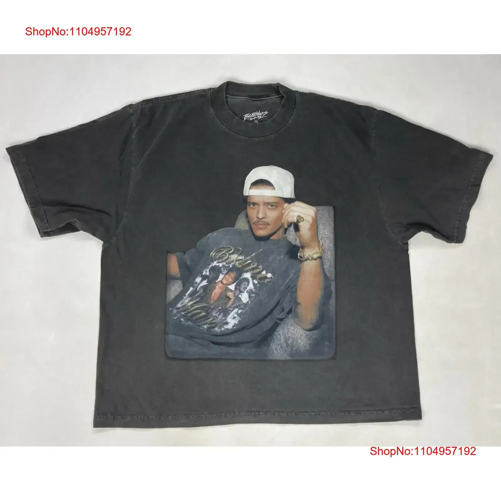 Bruno Mars T shirt Men Medium Oversized Black  Music vintage Washed Stretched designer clothes Soft Versatile homme Comfortable
