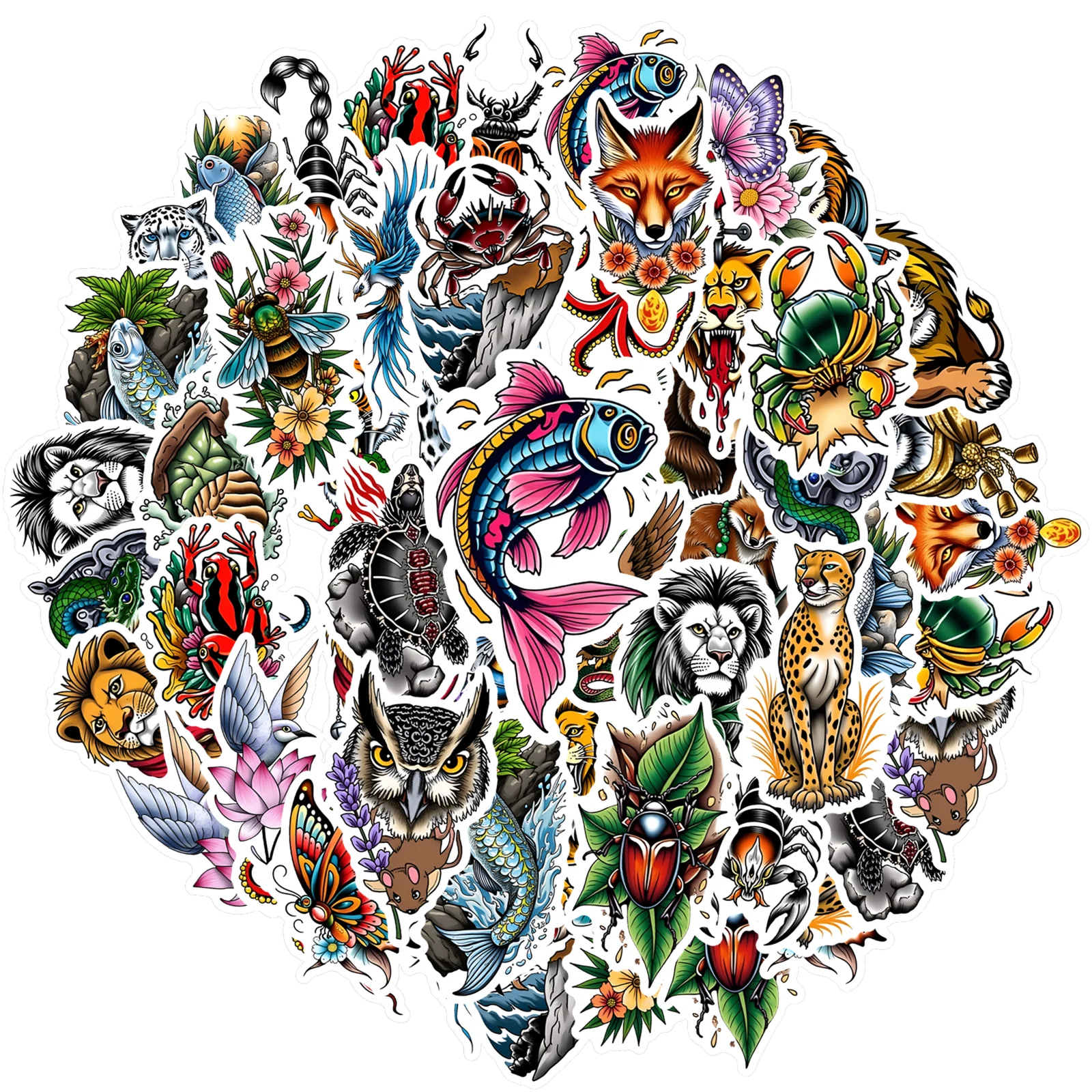 35 шт.-50 шт. красочные наклейки с дикой природой, подробные насекомые, наклейки «сделай сам», наклейки с животными для ноутбука, багажа, скрапбукинга, дневника