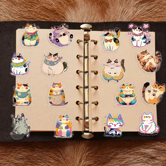 50pcs Cute Funny Cat Animal Cartoon Stickers DIY Scrapbooking Guitar Snowboard Motorcycle Luggage Toy PET Sticker