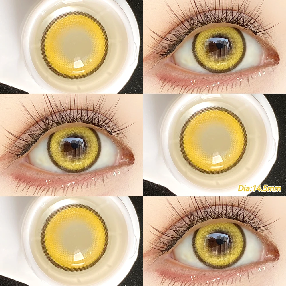 OVOLOOK - 1 Pair(2pcs) Asian Style Natural Dark Brown Contact Lenses For Daily Wear Bright Ocean Blue Colored Contact Lenses