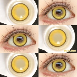 OVOLOOK - 1 Pair(2pcs) Asian Style Natural Dark Brown Contact Lenses For Daily Wear Bright Ocean Blue Colored Contact Lenses