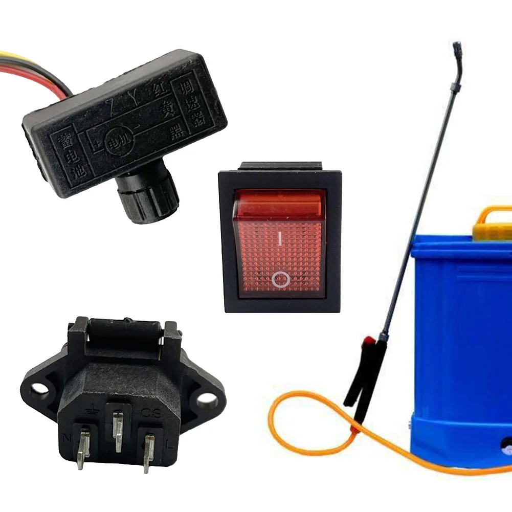 3pc Electric Sprayer Charging Accessories Set 12V Speed Adjustment Power Switch Electric Spray Governor Switch Parts