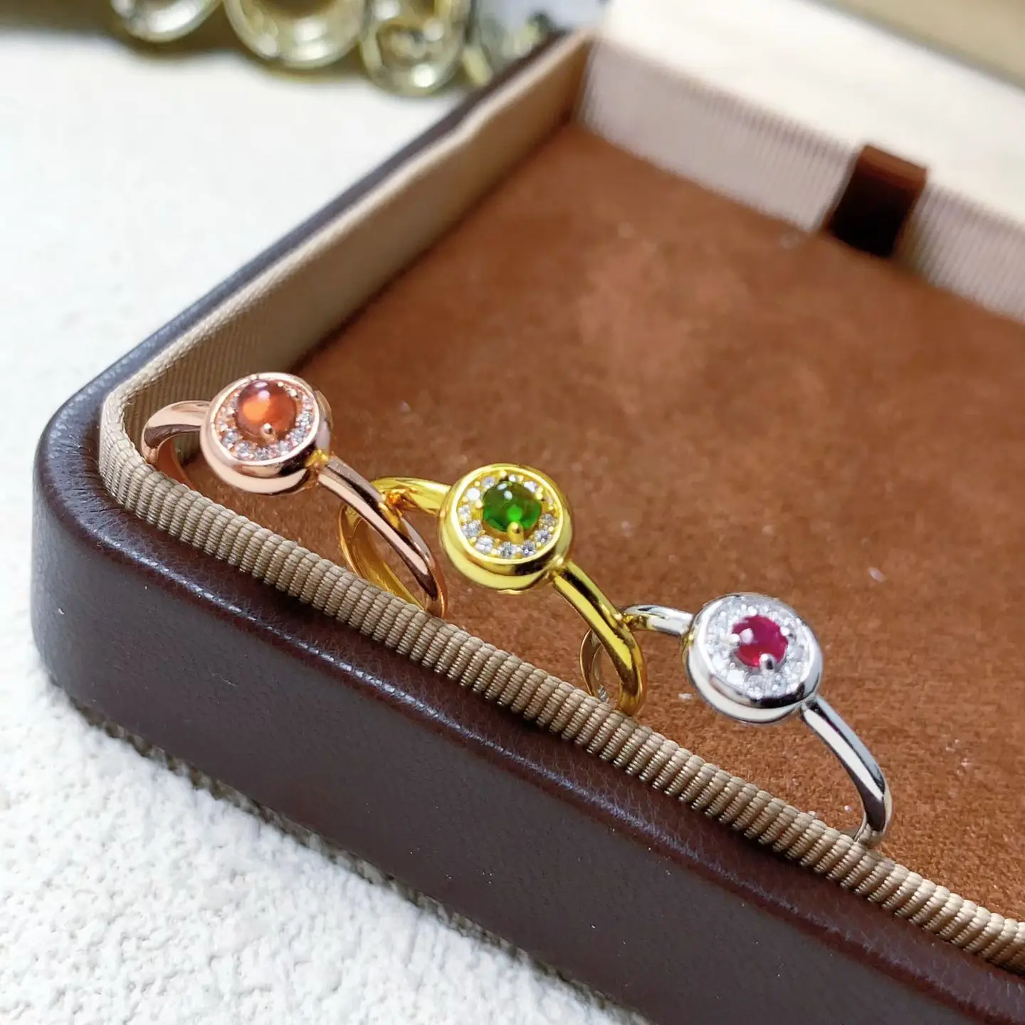 Natural Ruby Ring 925 Sterling Silver Gold Plated 3mm Round Red Gemstone Halo CZ Band Real Jewelry Certificate Luxury Gift