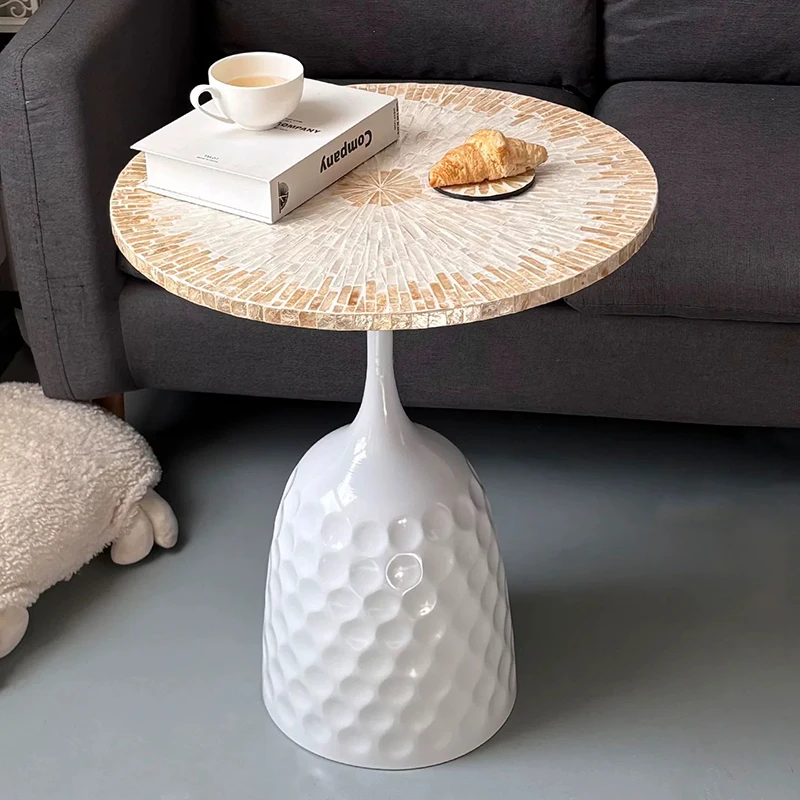 Creative Shell Tea Table,Round Metal Coffee Table,Modern Minimalist Living Room Side Table,Mobile Storage Desk,Nordic Furniture