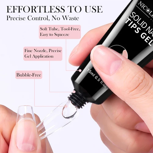 Imagen 2 del producto NICOLE DIARY pegamento sólido para uñas Gel para puntas de uñas Gel para presionar en las uñas Gel acrílico súper fuerte para uñas Gel sólido de larga duración para puntas de uñas