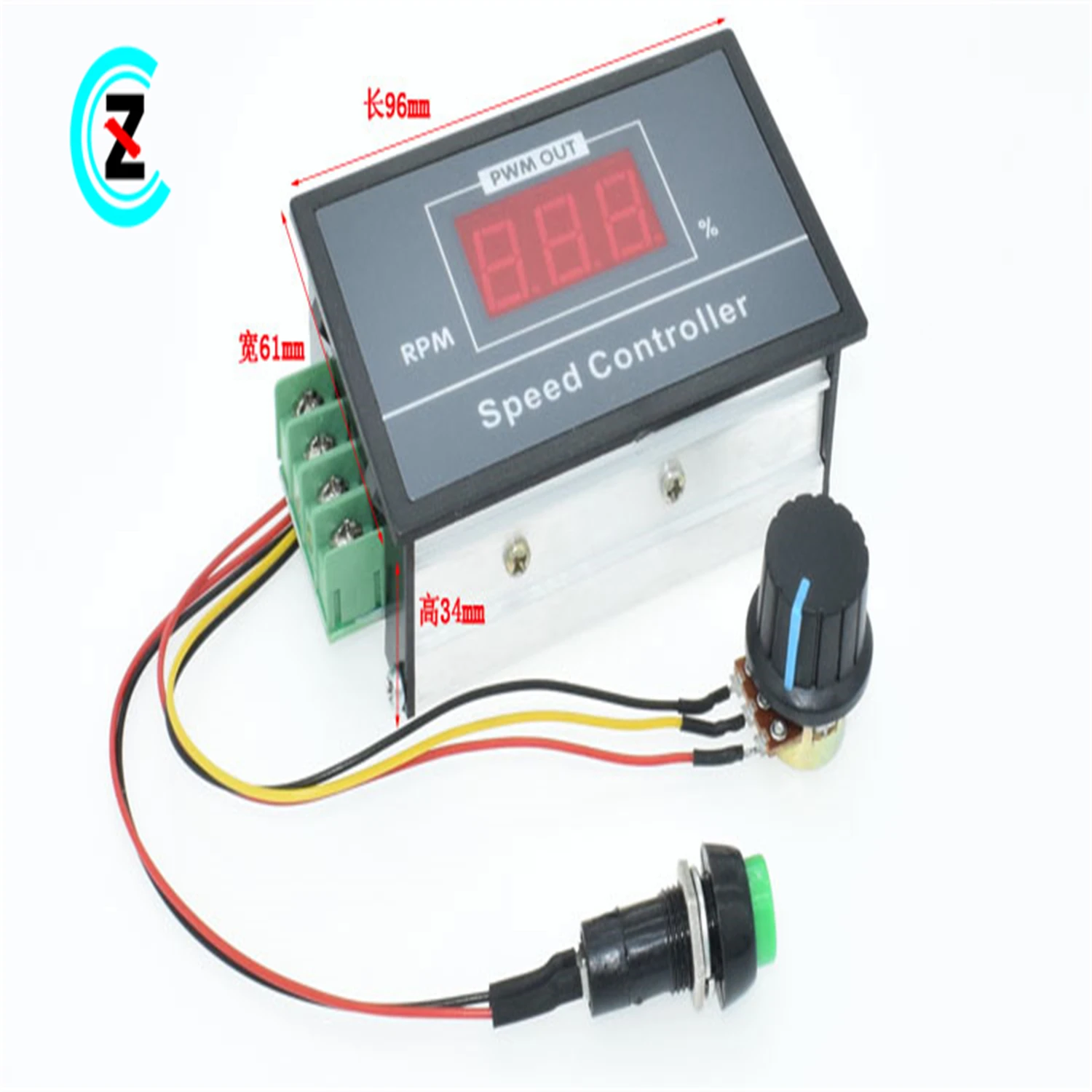 PWM DC motor governor 6V 12V 24V 48V stepless speed control switch controller display housing