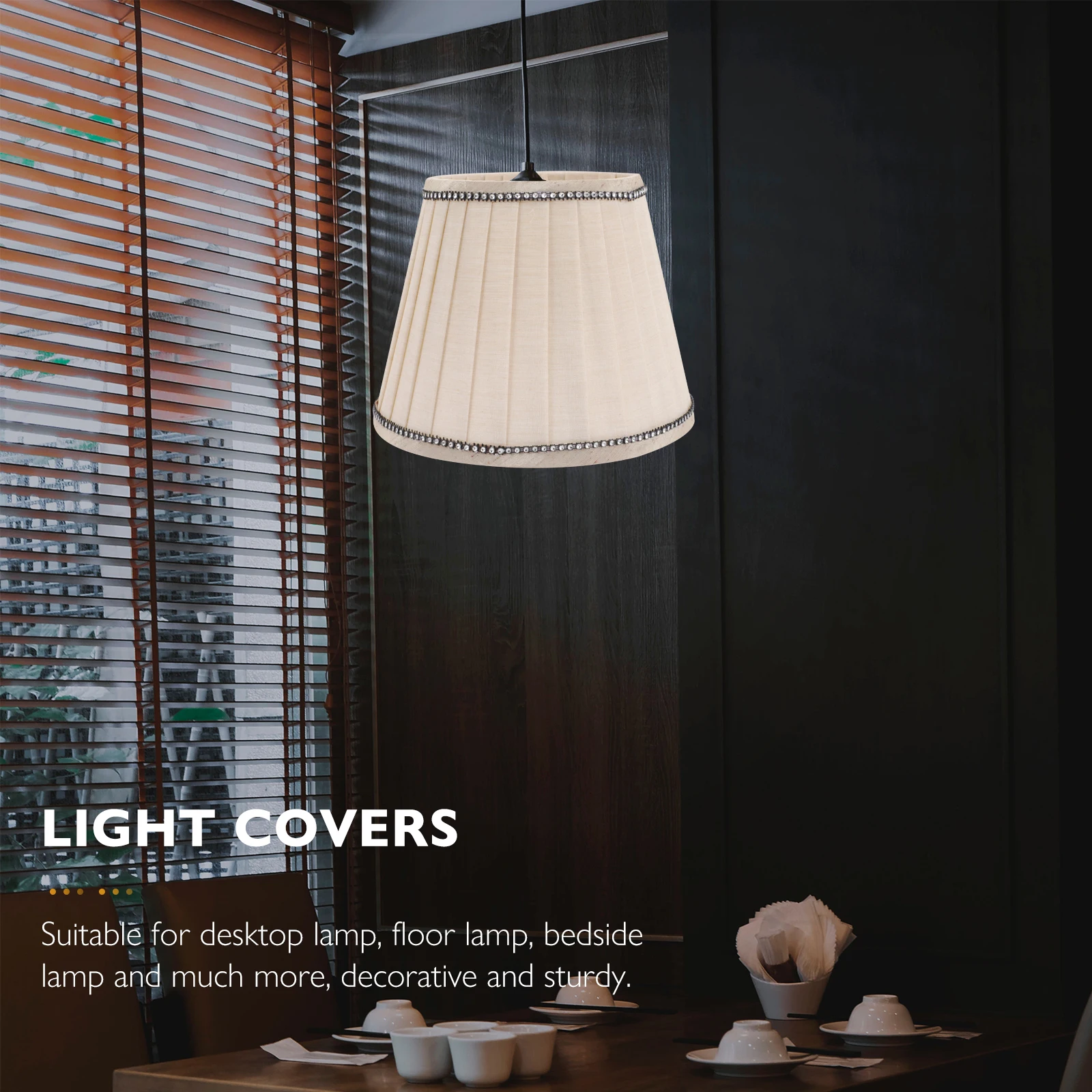 

Fabric Lampshade Table Lampshades Pleated Small Nightstand Metal Light Floor Shade Cover Cloth Lighting Accessories Soft Light