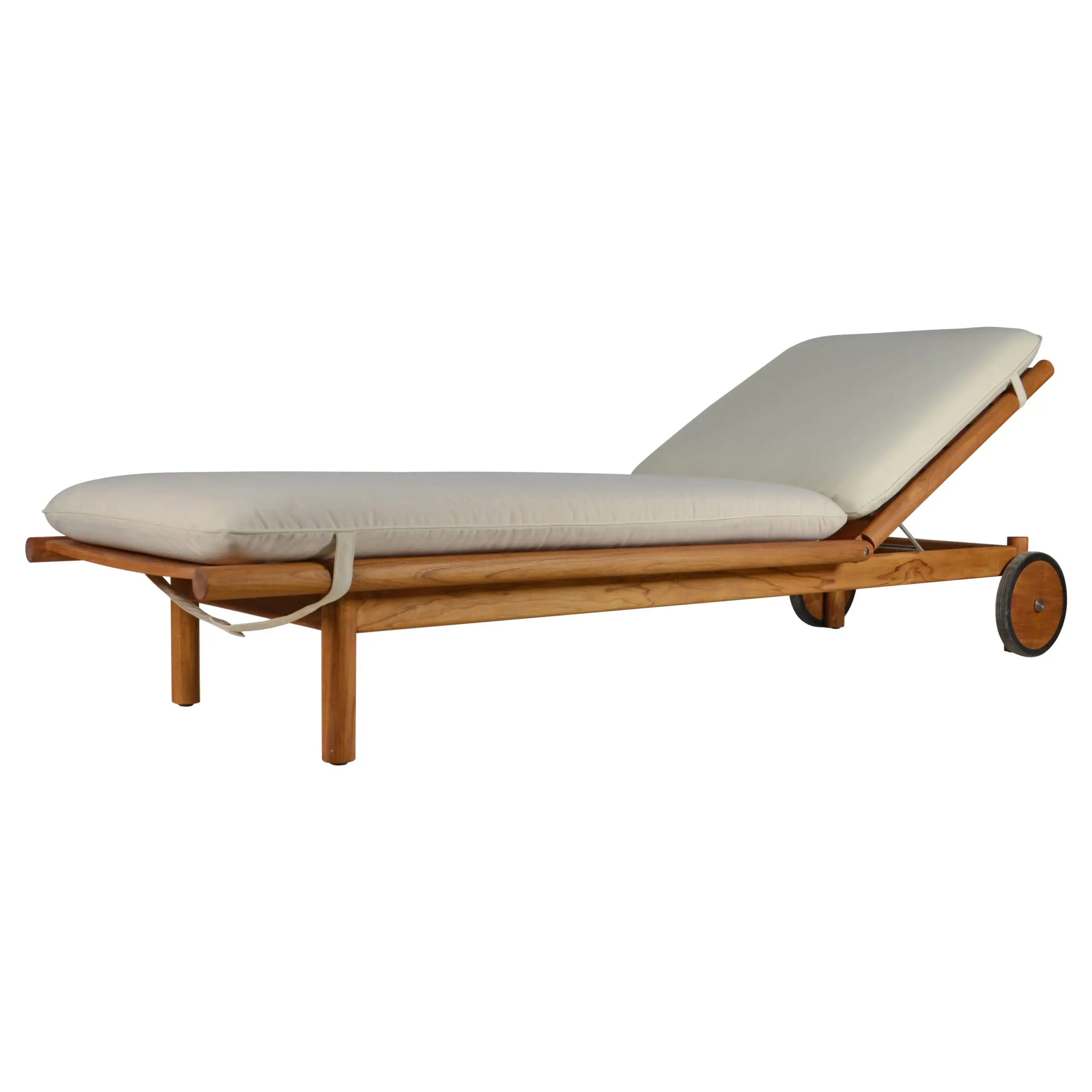Premium Outdoor Wooden Lounger Multi-Position Reclining Sun Bed For High-End Patio Spaces