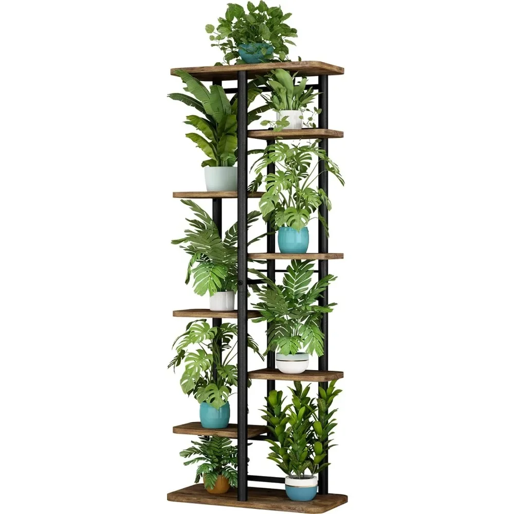 

Plant Stand 8 Tier 9Potted Multiple Flower Pot Holder Shelf Indoor Outdoor Planter Rack Storage Organizer for Patio Garden Black