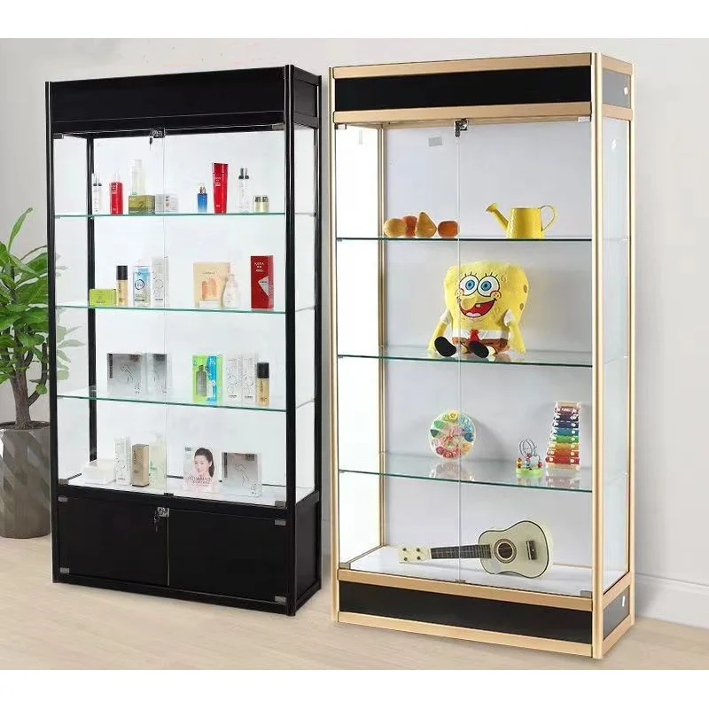 (customized)Lockable Perfume Shop Showcase Mobile Phone Accessories Store Cabinet 3C Tempered Glass Display Showcase with Light