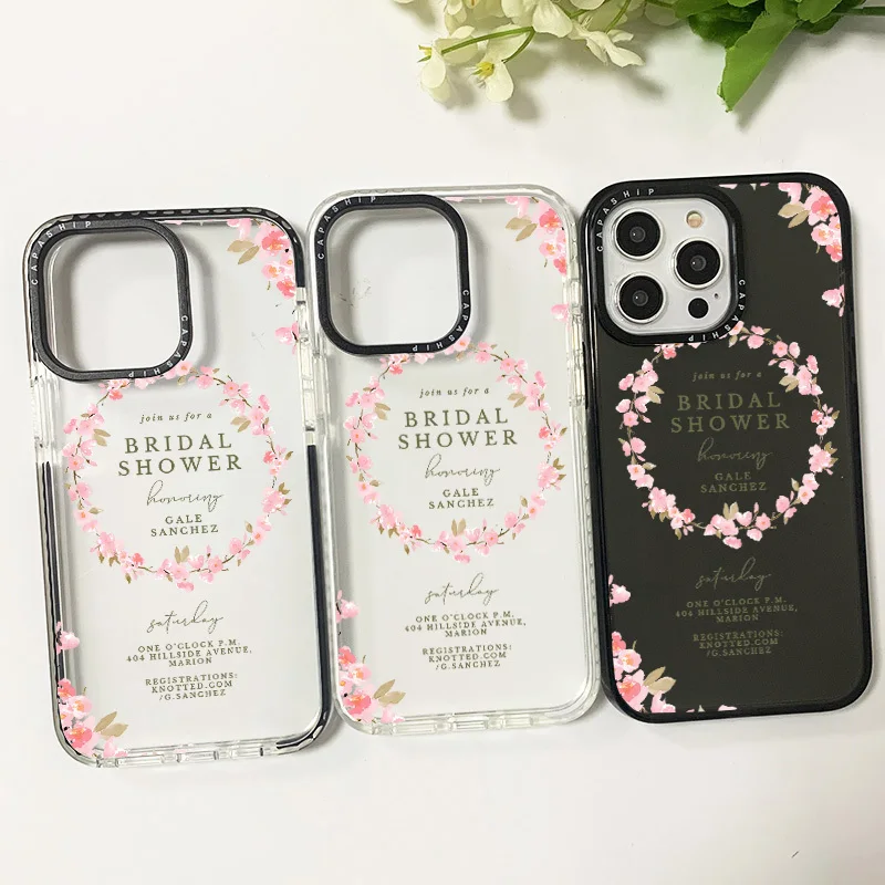 Ins Garland Romance BRIDAL SHOWER Clear Case For Iphone 11 14 15 16 Pro Max Silicone Soft 12 13 Mini 7 Plus XR Shockproof Cover