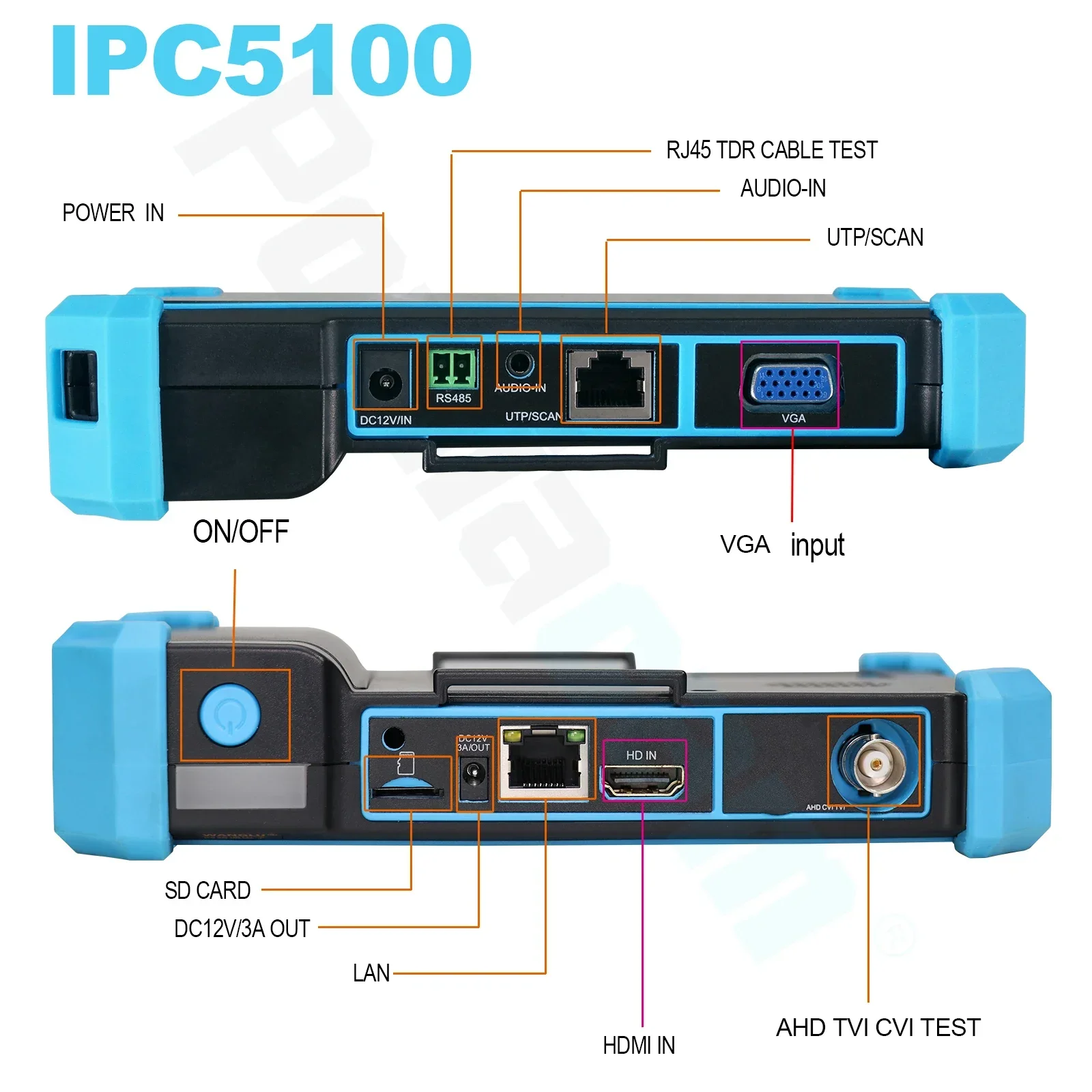 Cctv Tester IPC-5200 Plus Full 8MP IP CVI TVI AHD SDI Analog 6 In 1 Hd Tester-monitor Vga & 4k HDMI Input Cable Tracer Power In