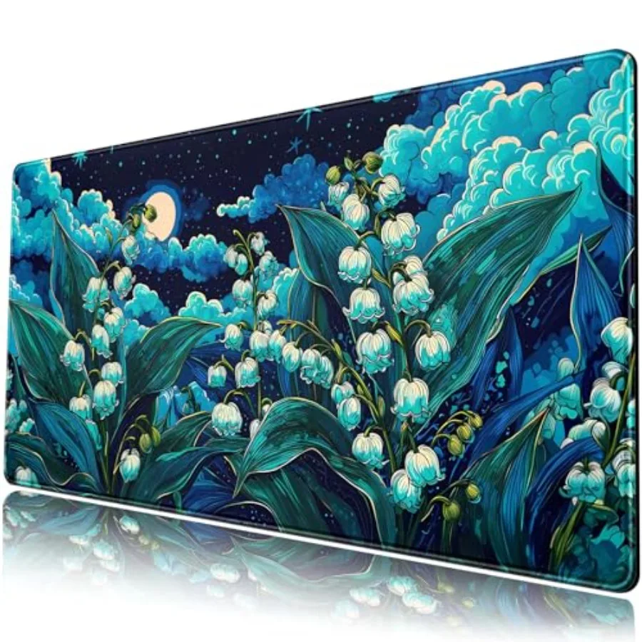 

Desk Mat Large Mouse Pad 31.5''X15.7'' Lofi Aesthetic Desk Pad Lily of The Valley Extended Gaming Mousepad XXL Keyboard Mouse M