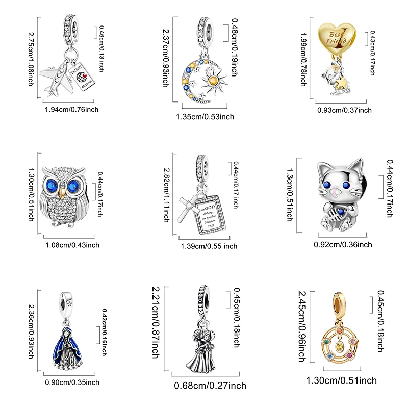 925 Sterling Silver Animal Love Heart Sunflower Cake Diy Charms Beads Fit Make of Bracelets Necklace Fashion Jewelry Gift