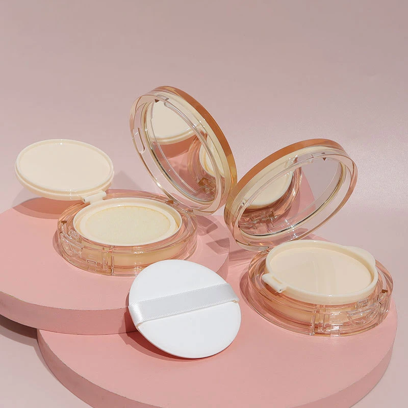 Caja de esponjas con cojín de aire vacío transparente, estuche de maquillaje cosmético portátil, contenedor con espejo en polvo para base de crema BB, 15g