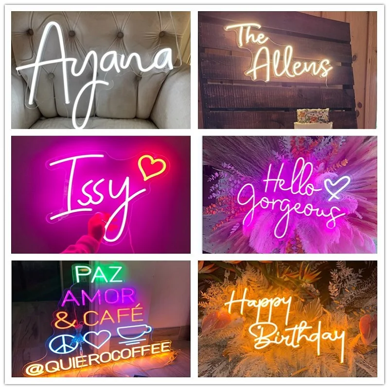 Imagem -02 - Sinais de Néon Personalizados para Casamento e Festa de Aniversário Custom Neon Name Signs Outdoor And Indoor Use Dropshipping